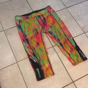 Bright, neon-y work out leggings